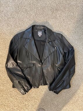 GAP Black Faux Leather Moto Jacket